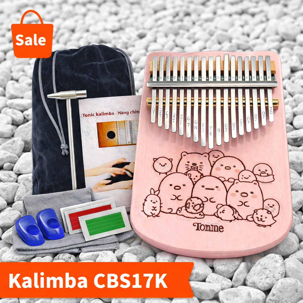 TẶNG Một gói 50 miếng sticker KHI MUA Đàn Kalimba 17 Phím CBS17K Cute  Âm Thanh Trong Trẻo, Tặng Trọn Bộ Phụ Kiện