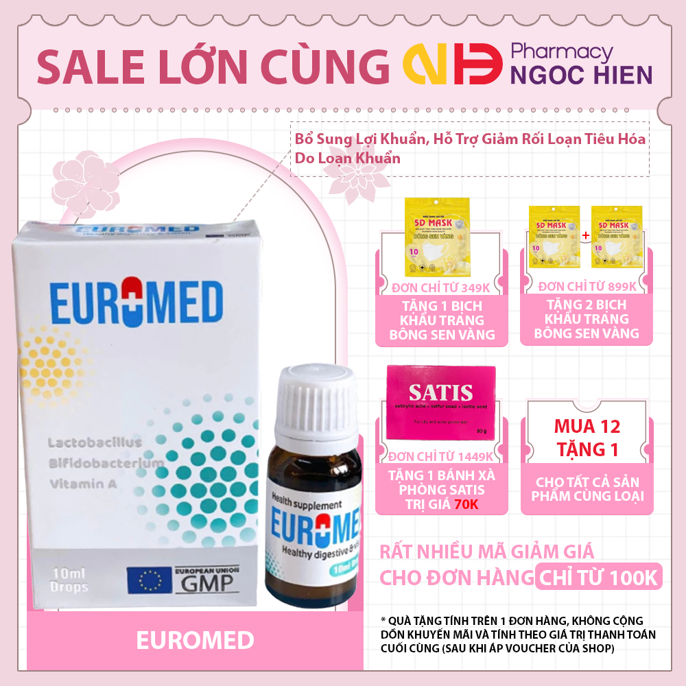 Men vi sinh EuroMed – Cung cấp lợi khuẩn, hỗ trợ cải thiện rối loạn tiêu hóa  (Chai 10ml)