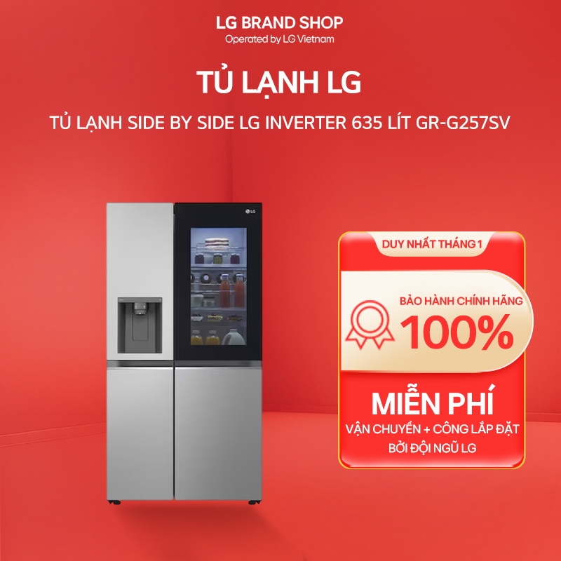 Tủ Lạnh side by side LG Inverter 635 Lít GR-G257SV