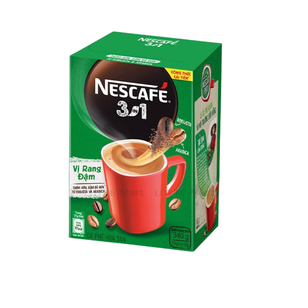 [HỘP TIỆN LỢI] Cà Phê Nescafe 3in1 Vị Rang Đậm (20 Gói) – Công Thức Cải Tiến, Gu Mạnh Thơm Nồng
