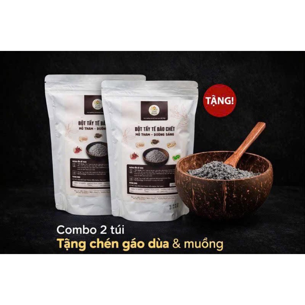 Combo 2 túi Bột tẩy tế bào chết Body&Face. Tặng chén gáo dừa và muỗng