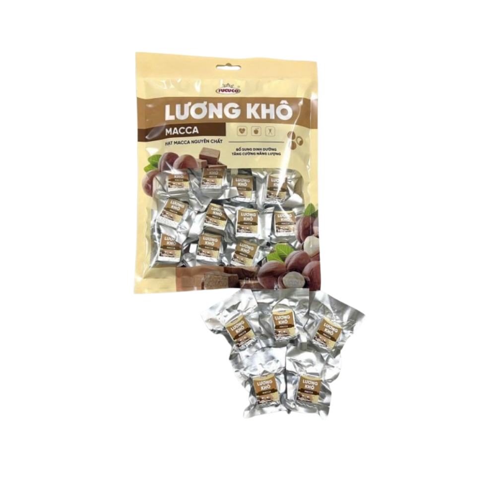 Bánh Lương Khô Fucuco Macca 380g – Hạt Macca Nguyên Chất, Bổ Sung Dinh Dưỡng Vượt Trội
