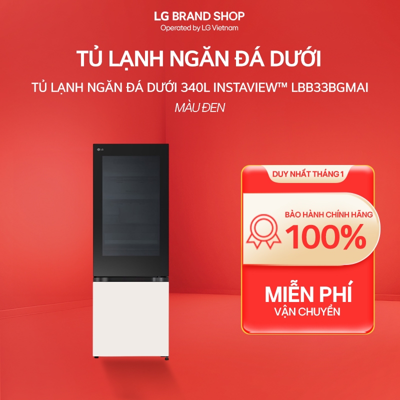 [Chỉ giao miền Nam/Bắc] Tủ lạnh ngăn đá dưới 340L InstaView™ LBB33BGMAI
