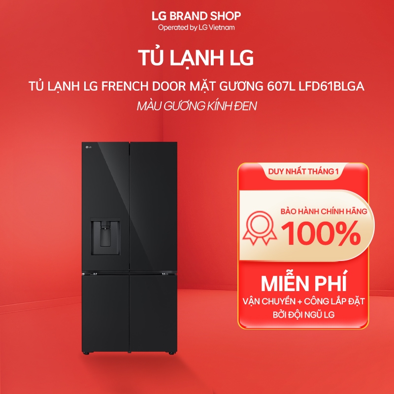 LFD61BLGA - Tủ lạnh LG French Door mặt gương 607L LFD61BLGA