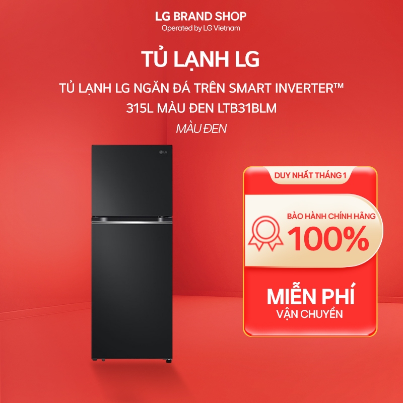 LTB31BLM - Tủ lạnh LG ngăn đá trên Smart Inverter™ 315L màu đen LTB31BLM