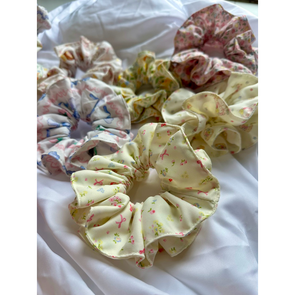 Scrunchies To Phồng 2 Lớp Buộc Tóc Muslin Cotton