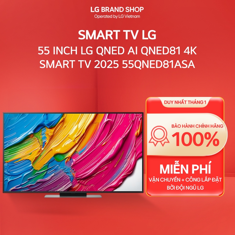 [Chỉ giao miền Nam/Bắc] 55QNED81ASA - 55 Inch LG QNED AI QNED81 4K Smart TV 2025