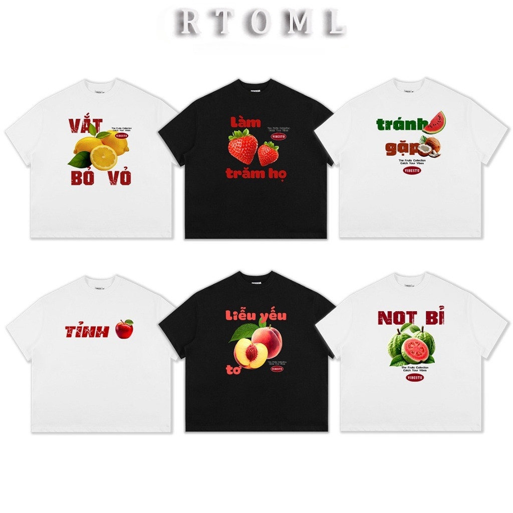 Áo Thun Local Brand RTOML -  "trái cây nhiệt đới loạt", Form Boxy Rộng Unisex 250Gsm 100% Cotton