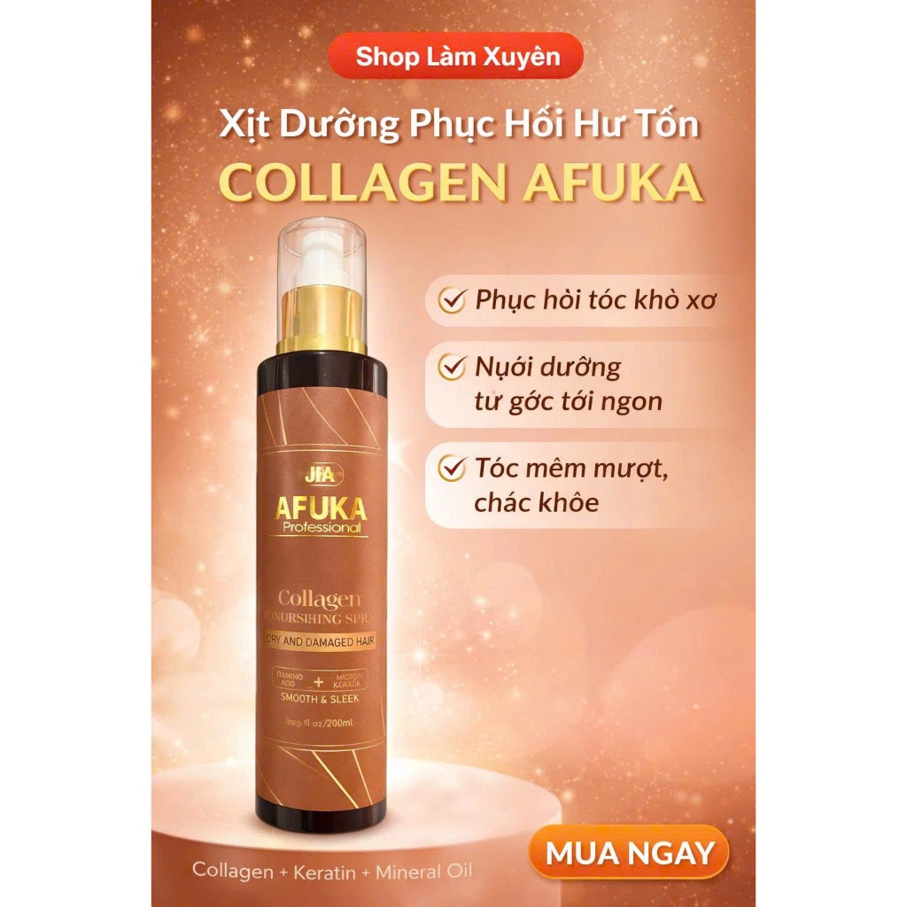 Xịt dưỡng tóc Afuka 200ml giúp phục hồi sâu từ gốc tới ngọn nuôi dưỡng tóc mềm mượt chắc khỏe