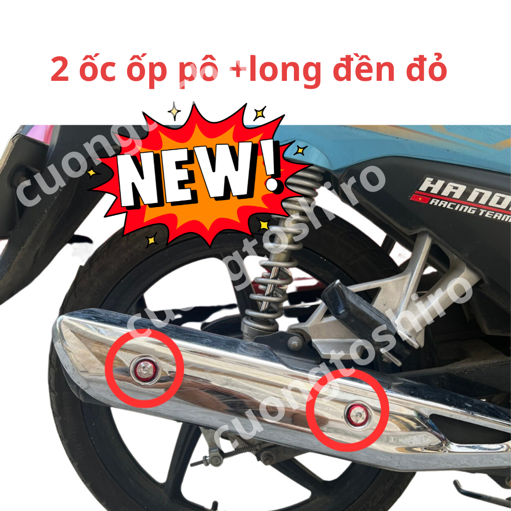 ốc ốp pô salaya kèm long đền đỏ lắp cho các dòng xe wave 50 100 110 hàng chất lượng cao mẫu đầu sao không gỉ