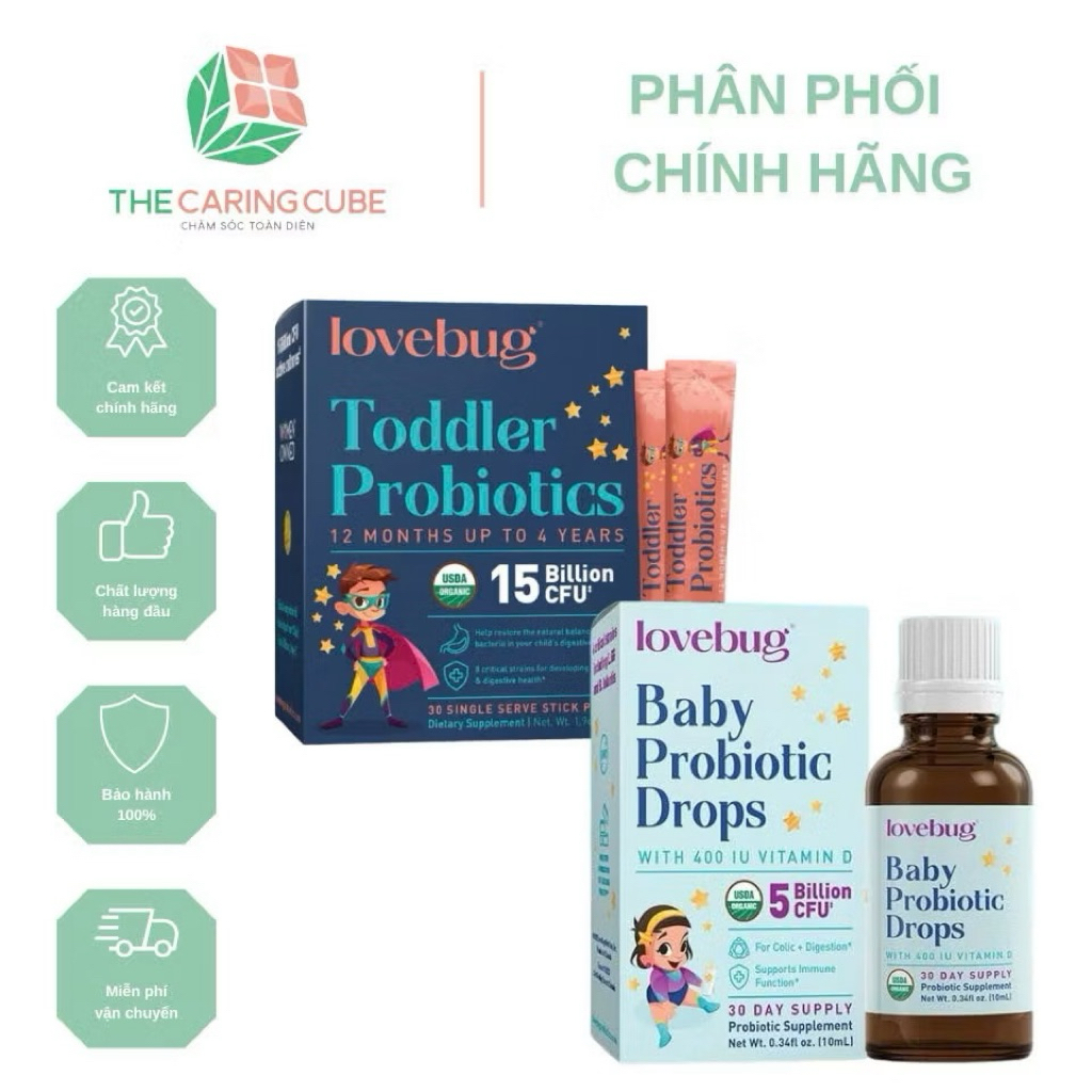 [Chính Hãng-Mỹ]Men vi sinh cho bé Lovebug, bổ sung lợi khuẩn, hỗ trợ tiêu hóa, tăng đề kháng cho bé