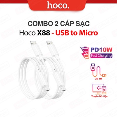 COMBO 1/2/3/5 Cáp sạc Hoco X88 Micro sạc nhanh đồng bộ data cho Android dài 1M  2.4A ( Trắng )