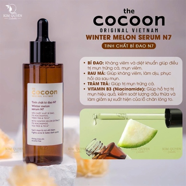 [COCOON] Tinh Chất Bí Đao  CoCoon Winter Melon Serum N7 Kiềm Dầu, Mờ Thâm - 70ml