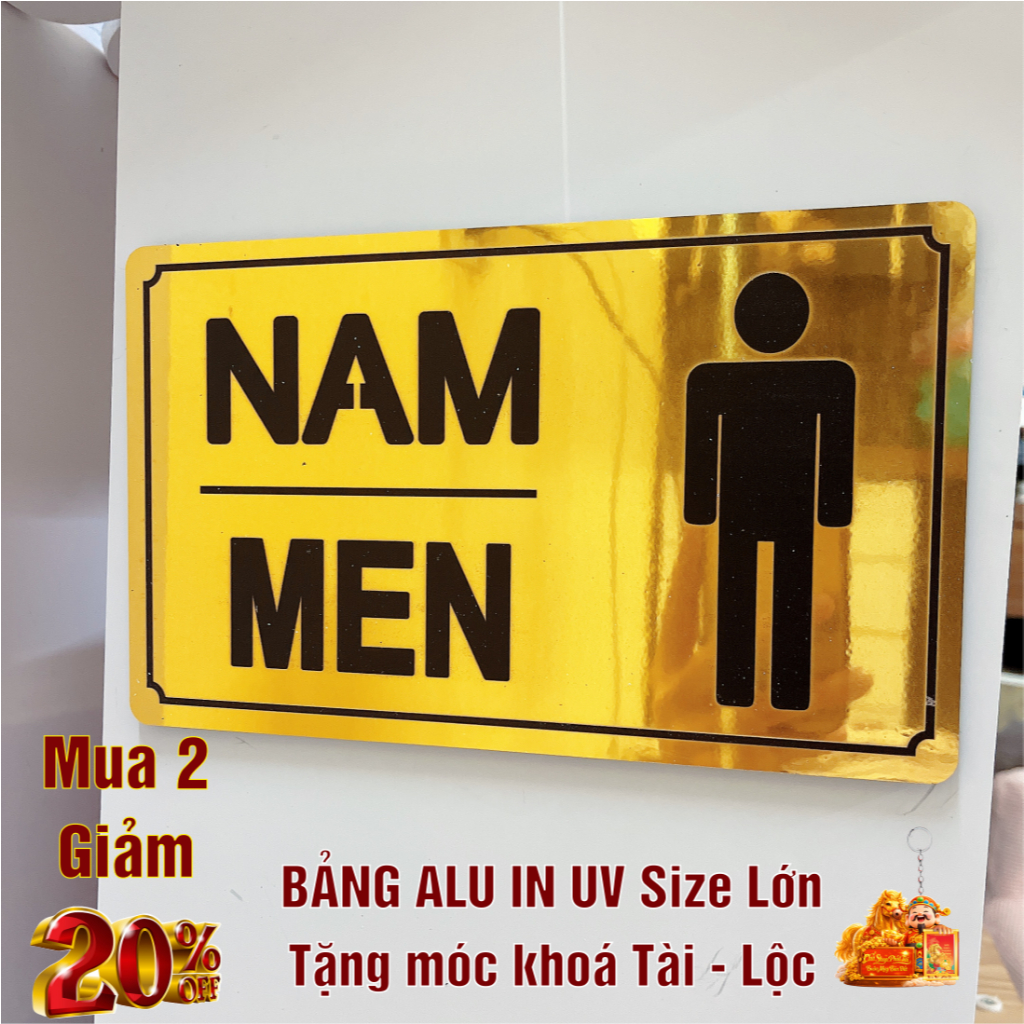 Biển nhà vệ sinh Biển chỉ dẫn Wc và các loại biển báo, bảng decor nhà cửa chất liệu Alu gương vàng chống nước cao cấp