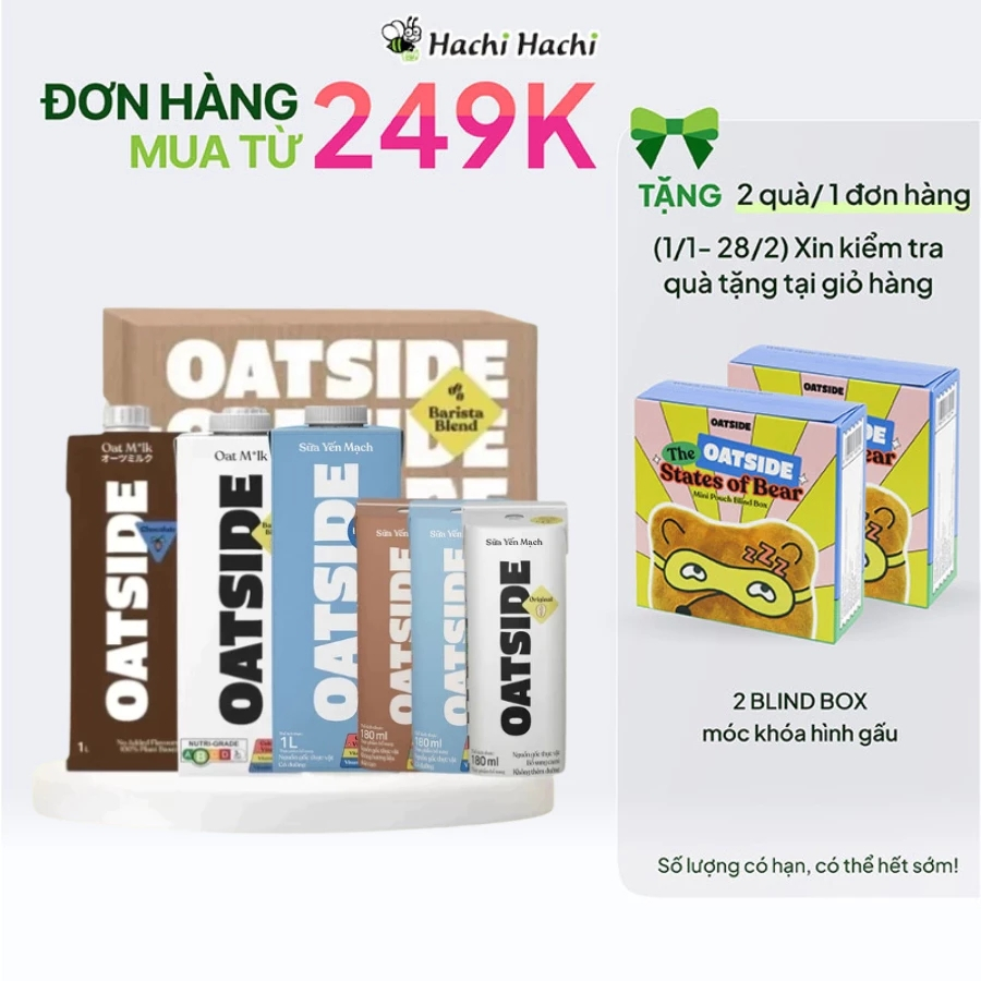 Combo 1 thùng Sữa yến mạch Oatside Barista Blend/Socola/Đậm đà 115ML/180ML/200ML/1L