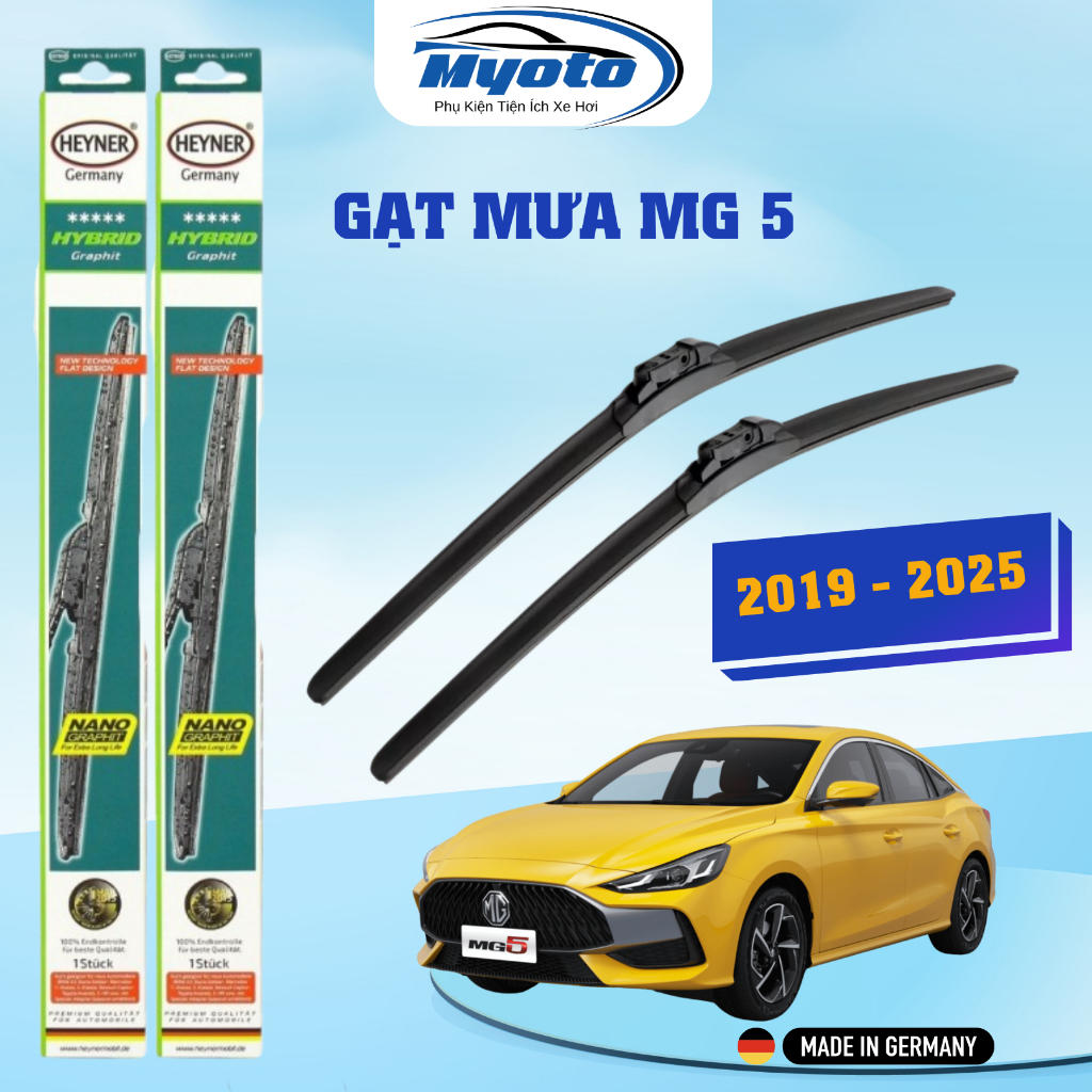 GẠT MƯA XE MG5 (2018 - 2026)  HEYNER HYBRID NANO - Gạt mưa SILICONE xương mềm lõi thép