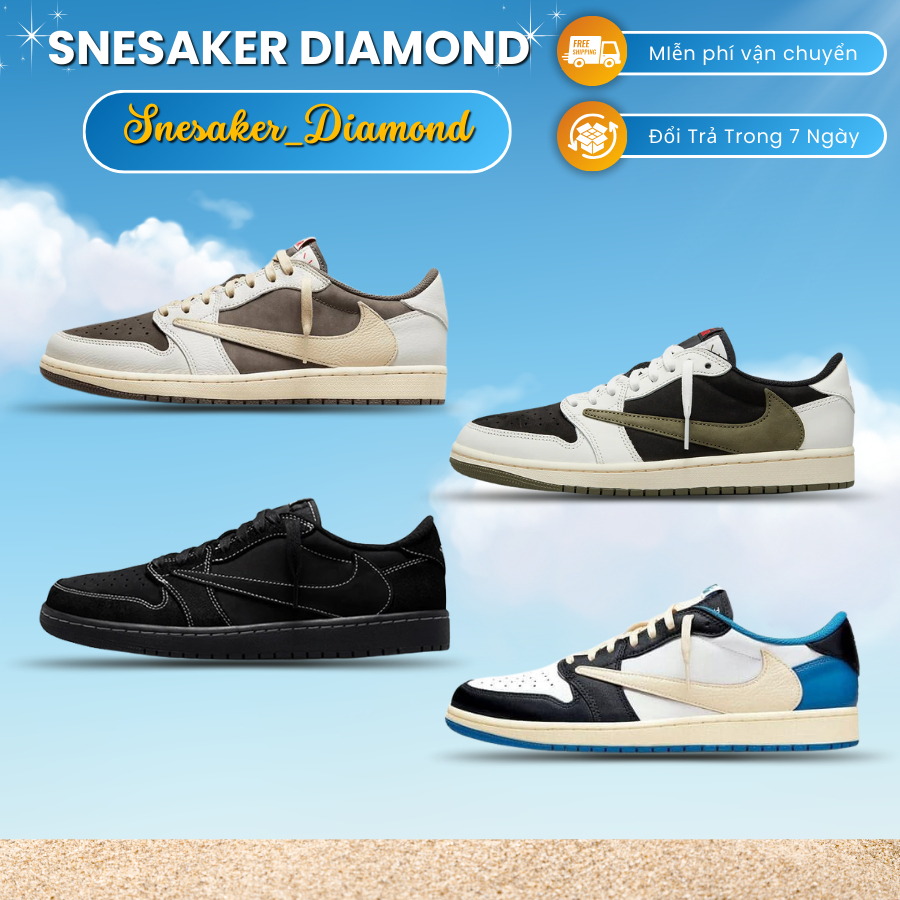 Giày_Jordan 1 Low Travis Scott, Giày JD1 travit nam nữ bản cao cấp full box