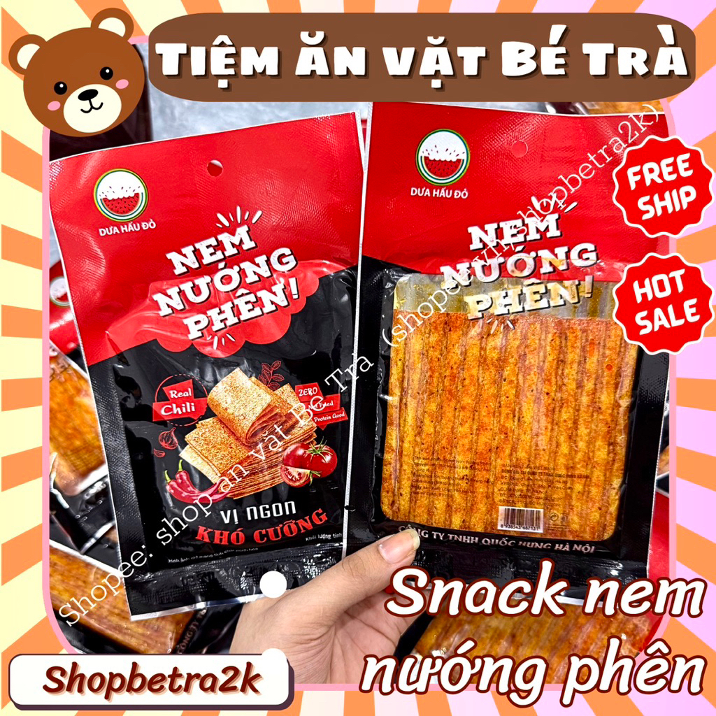 (10 gói) Snack nem nướng phên, đồ ăn vặt cay, ăn vặt ngon 1k