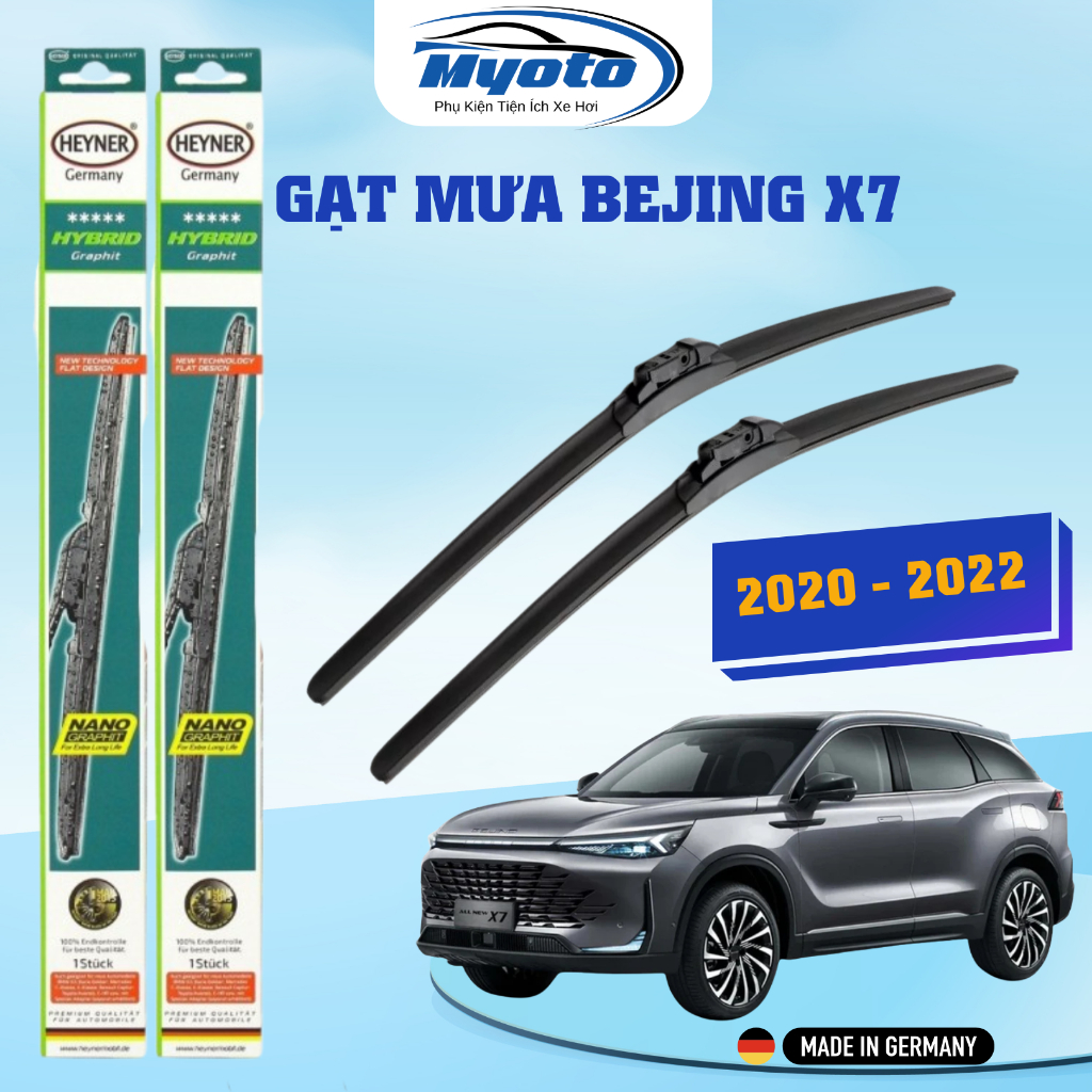 GẠT MƯA XE BEJING X7 (2020 - 2022)  HEYNER HYBRID NANO - Gạt mưa SILICONE xương mềm lõi thép