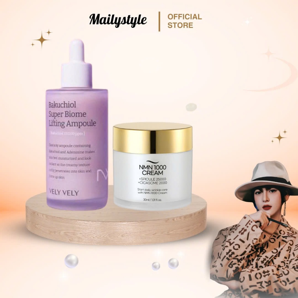 S39_  Combo 1 hộp kem dưỡng NMN Spicule 25000PPM (E03) + 1 lọ tinh chất bakuchiol 10000ppm Vely Vely