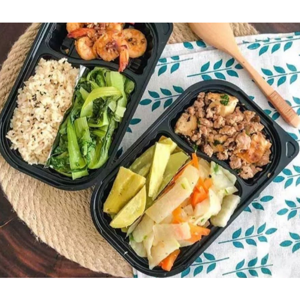 100 hộp nhựa đựng cơm 2 ngăn HT17 ( loại 2 ngăn)