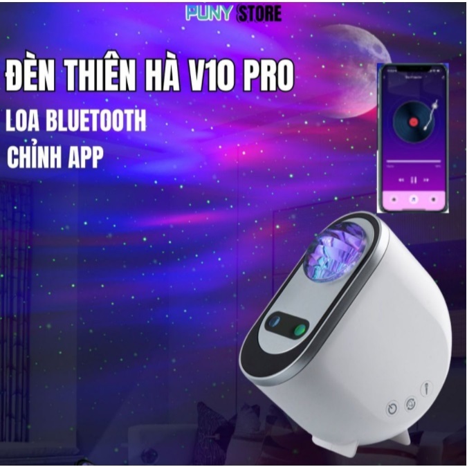 Đèn Ngân Hà V10 Pro Chỉnh App – Kết Nối App Thông Minh, Hiệu Ứng Trăng Sao 3D, Đèn Ngủ Decor Cao Cấp