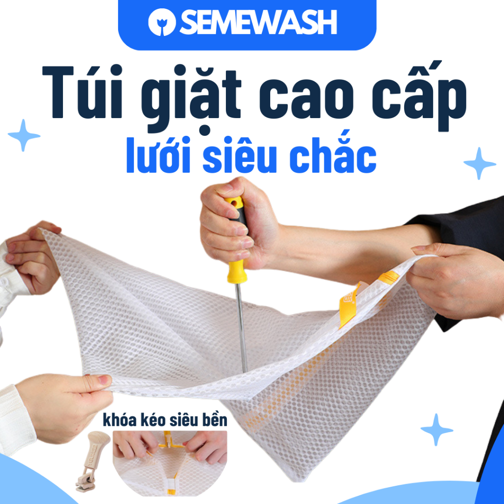 Túi Lưới Giặt Quần Áo Semewash Túi Giặt Đồ Cao Cấp Đựng Bảo Vệ Đồ Lót Trong Máy Giặt Dây Kéo Khóa