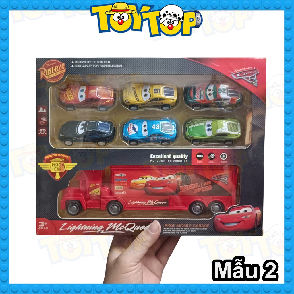 Đồ chơi mô hình thế giới xe hơi Car gồm các xe ô tô đua và 1 xe tải nhân vật McQueen tia chớp các mẫ