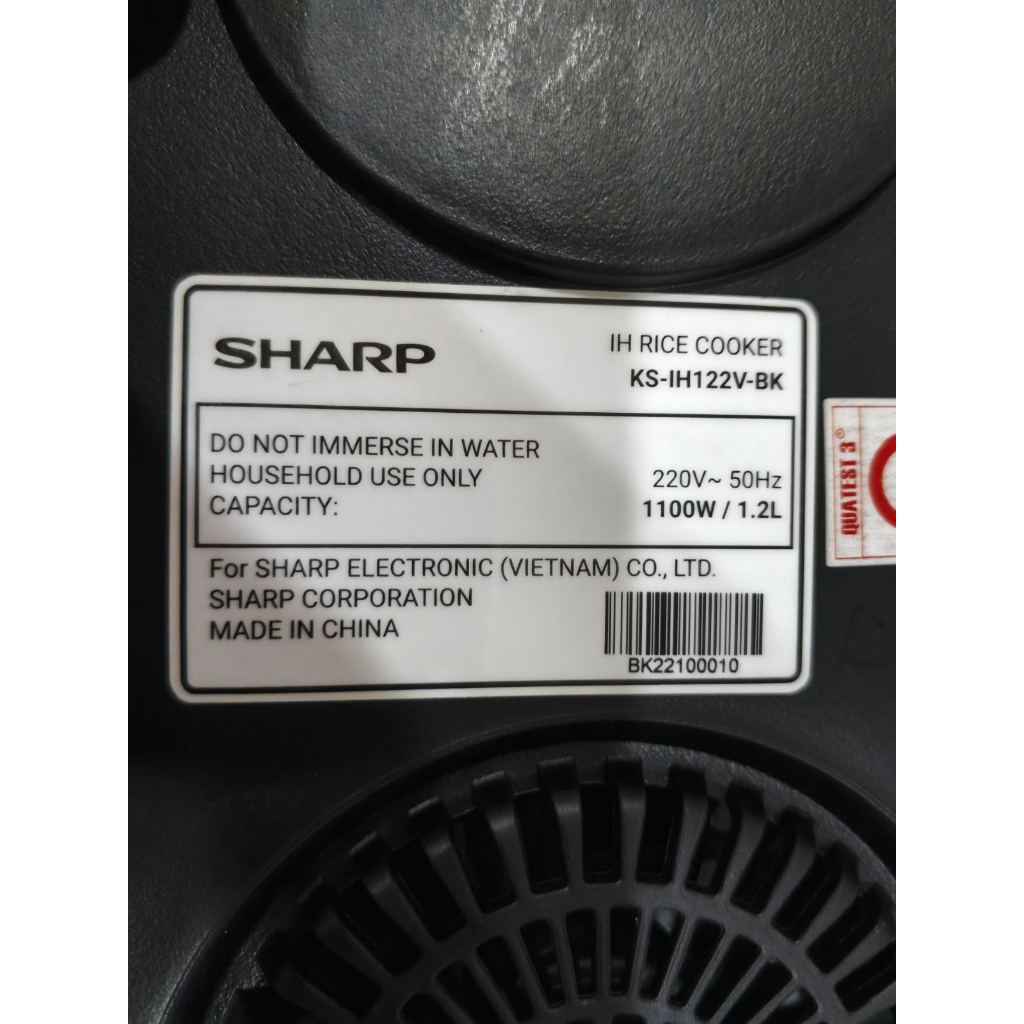 Nồi cơm cao tần Sharp 1.2 lít KS-IH122V -Trưng bày