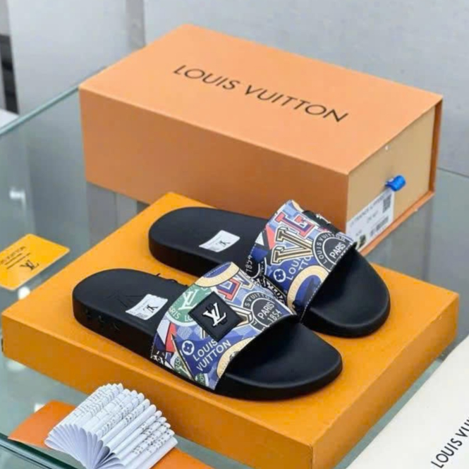 Dép Nam LV Quai Ngang Monogram Luxury Hot Trend , Dép Nam LV Đế Cao Su Siêu Êm