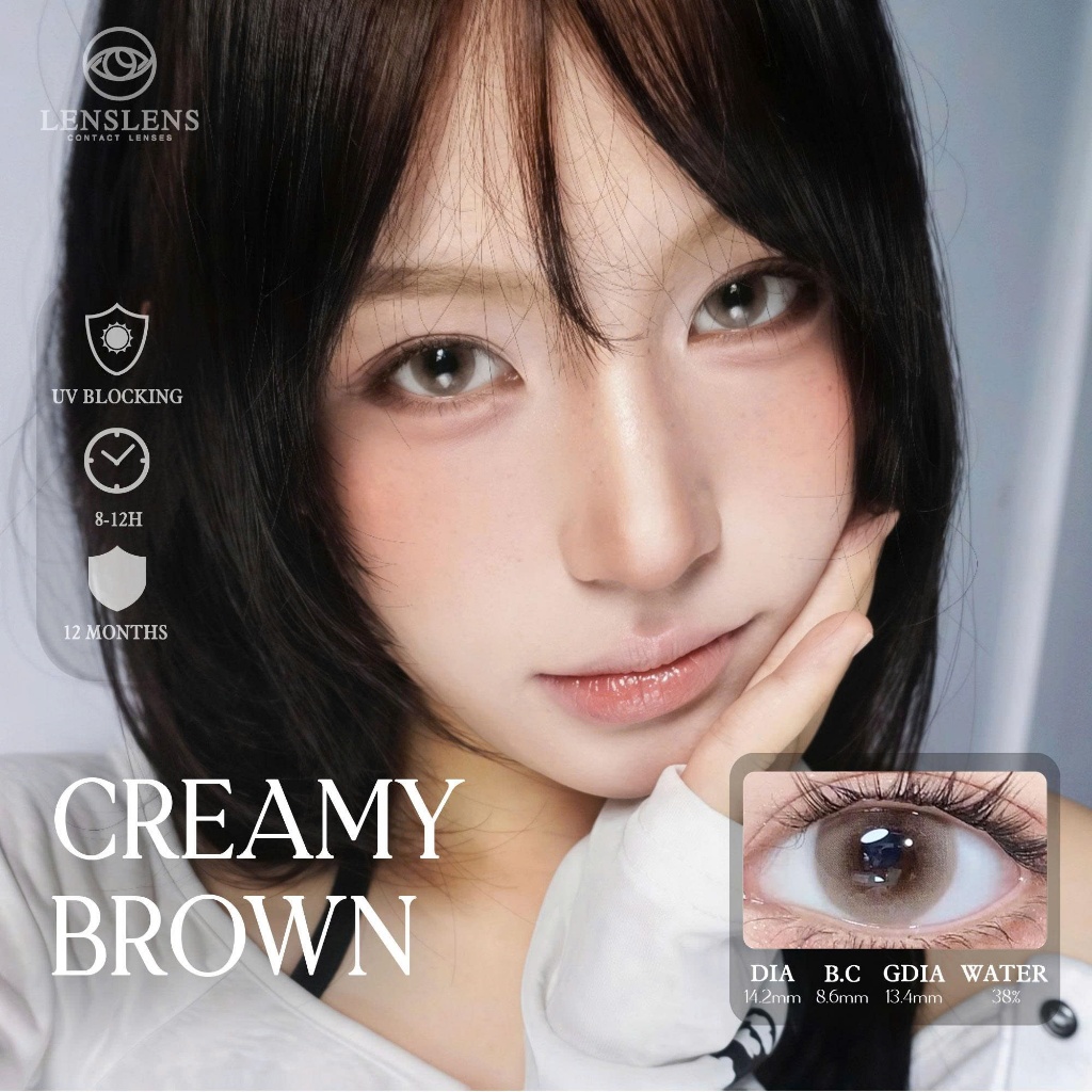 Lens Mắt Kính Áp Tròng Nâu Kem Creamy Brown _ T4A8