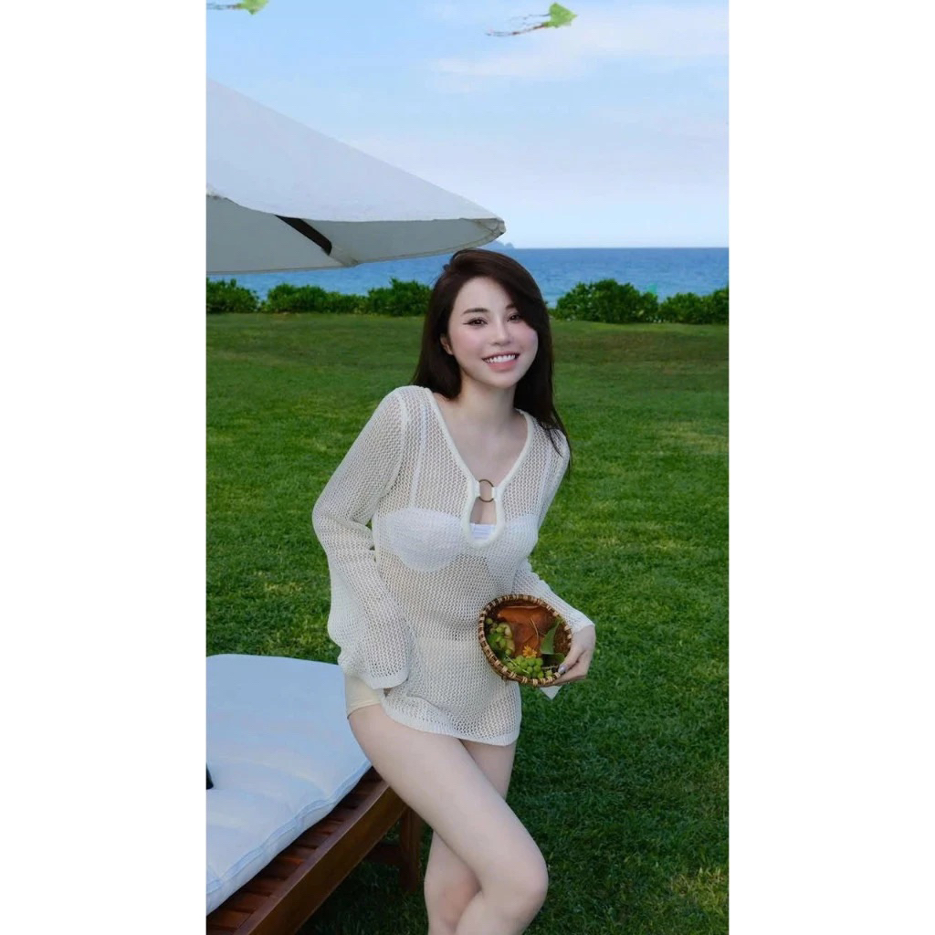 [ BKN 912 ] Đồ bơi đi biển set ba chi tiết ĐẦM  LƯỚI GIẤY kèm bikini sang chảnh MALINA | BigBuy360 - bigbuy360.vn