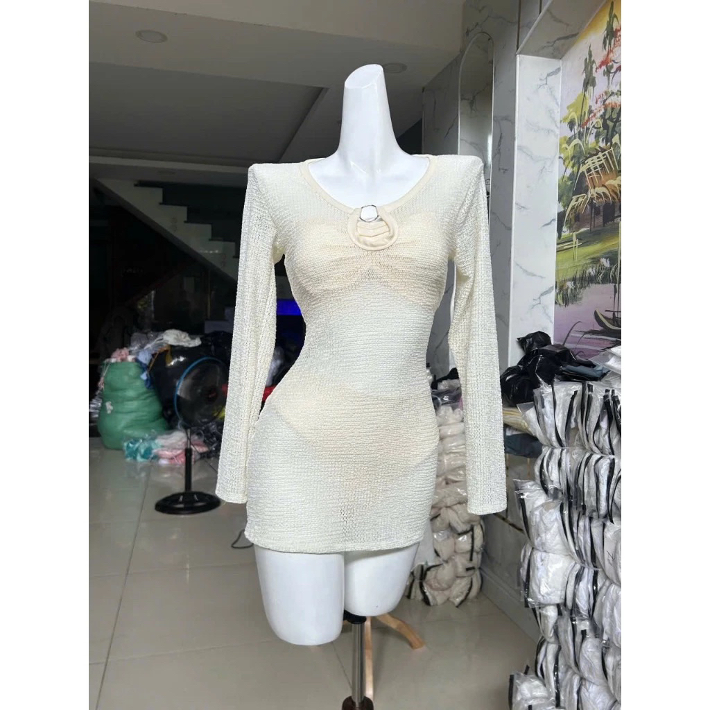[ BKN 912 ] Đồ bơi đi biển set ba chi tiết ĐẦM  LƯỚI GIẤY kèm bikini sang chảnh MALINA | BigBuy360 - bigbuy360.vn