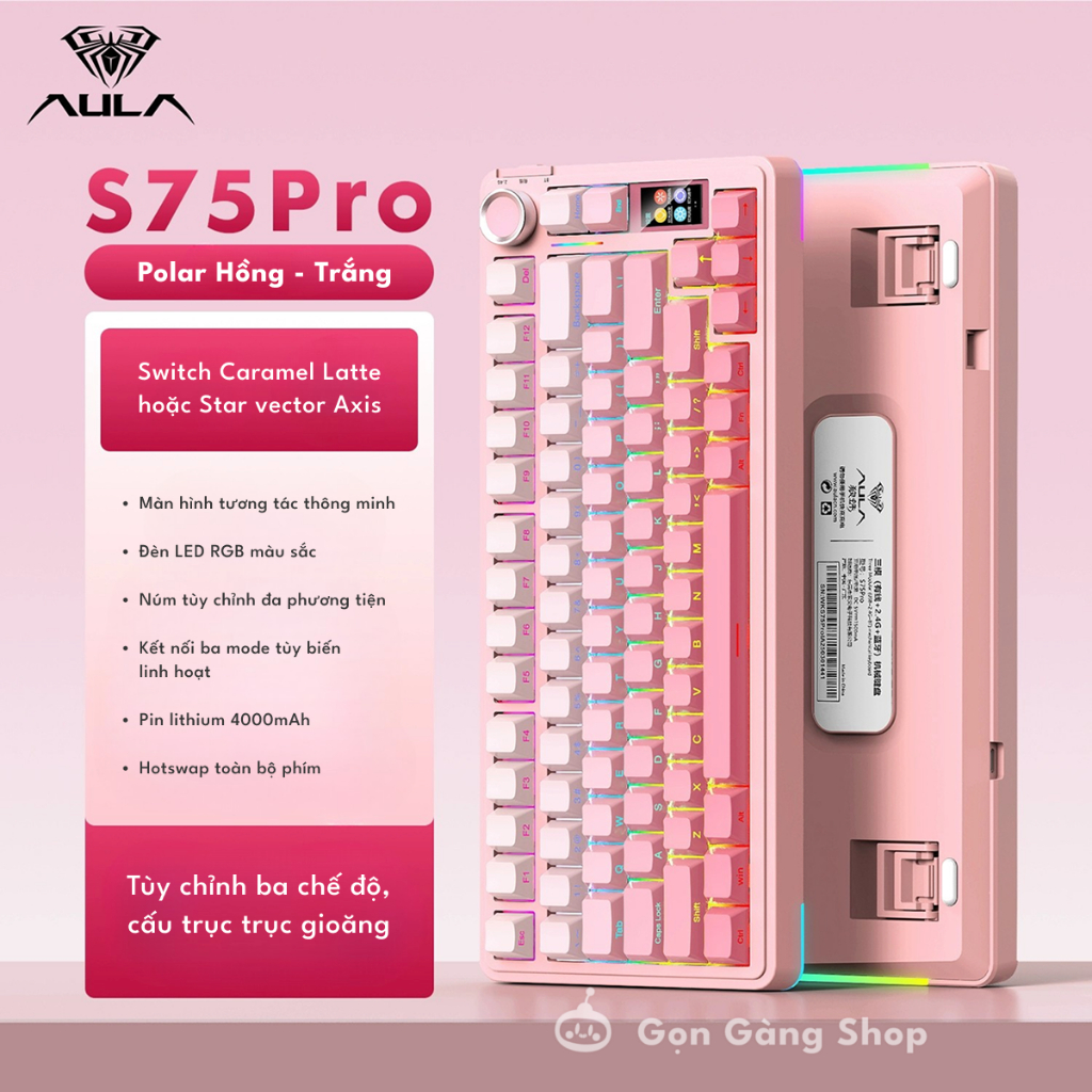 Bàn phím cơ không dây Aula S75 Pro Màn hình Núm Xoay Có App chỉnh ( Hàng Mới Sẵn) | BigBuy360 - bigbuy360.vn