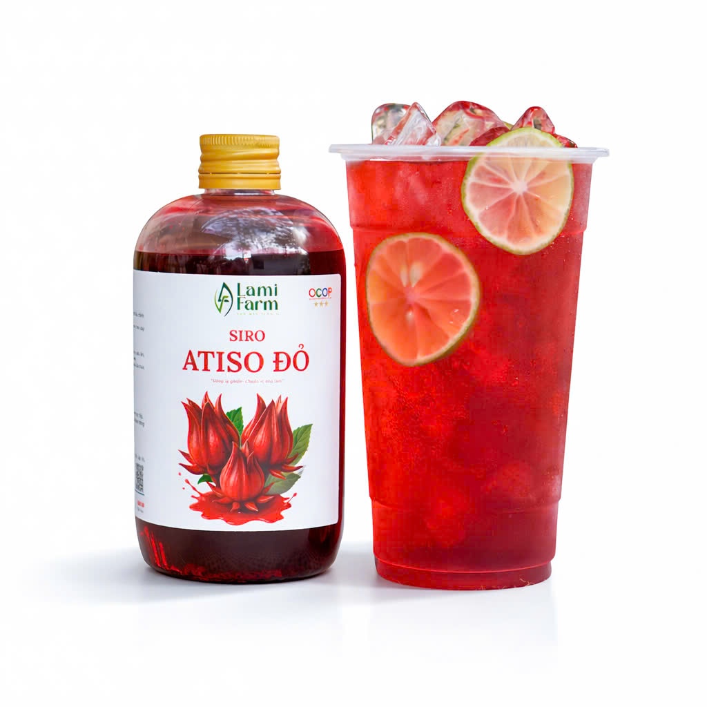 Siro Atiso Đỏ Lami Farm [Chai 500ML MỚI] Siro Atiso Đỏ Đậm Đặc Nguyên Chất Tự Nhiên Vị Chua Ngọt
