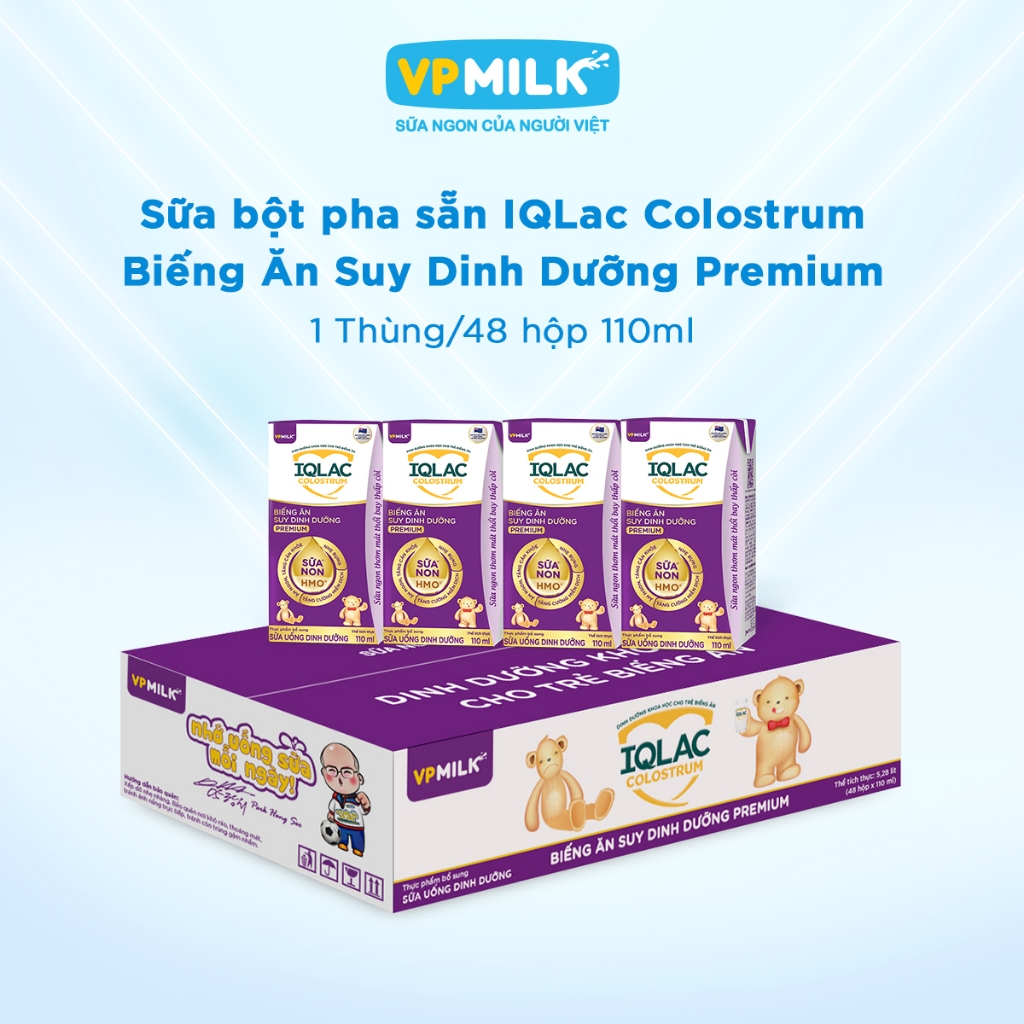 [Thùng 48 hộp 110ml] Sữa pha sẵn IQLac Colostrum dinh dưỡng cho trẻ biếng ăn.