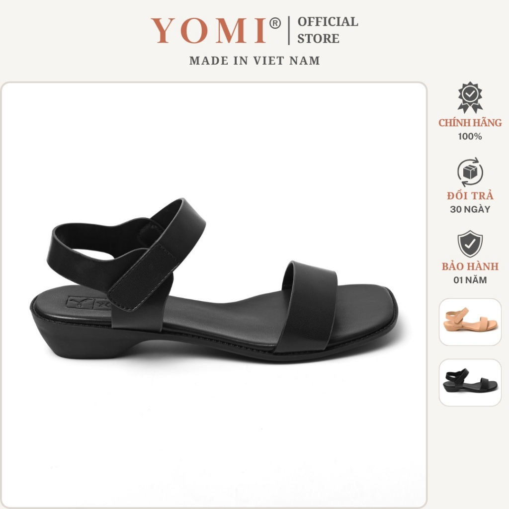 Giày sandal nữ đế 3 phân quai ngang da mềm YOMI – êm chân, thanh lịch đi làm, thoải mái đi chơi 0669