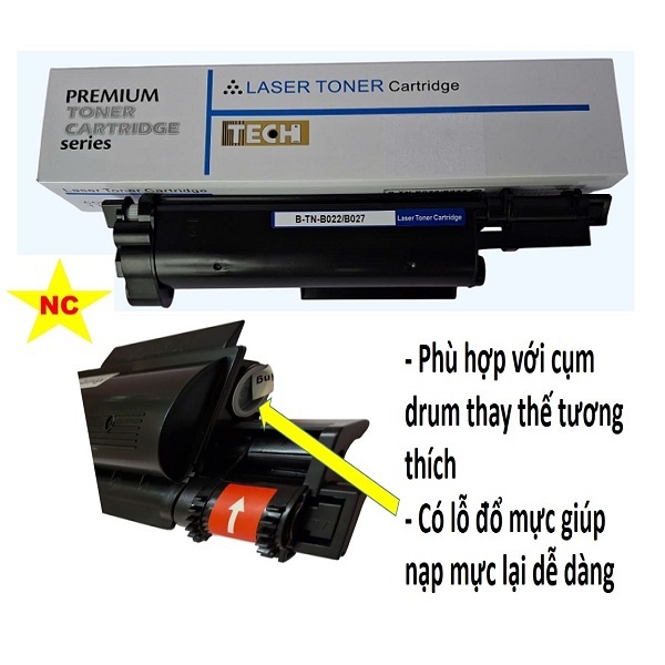 Ống mực Brother HL-B2100d, B2180dw, DCP-B7620dw, B7640dw, MFC-B7810dw. Hộp mực TN B027 của máy in