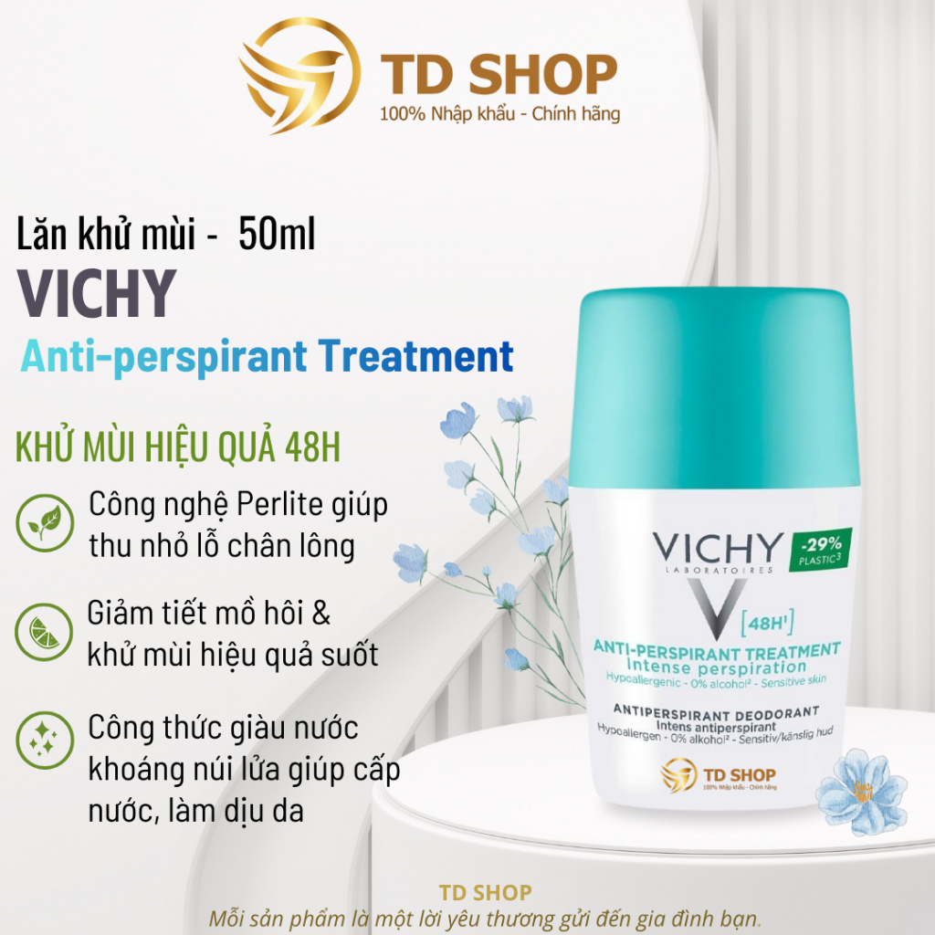 [NK Pháp] Lăn Khử Mùi Vichy Giảm Mồ Hôi, Giữ Khô Thoáng Suốt 48h Traitement Anti – Transpirant 48h 5