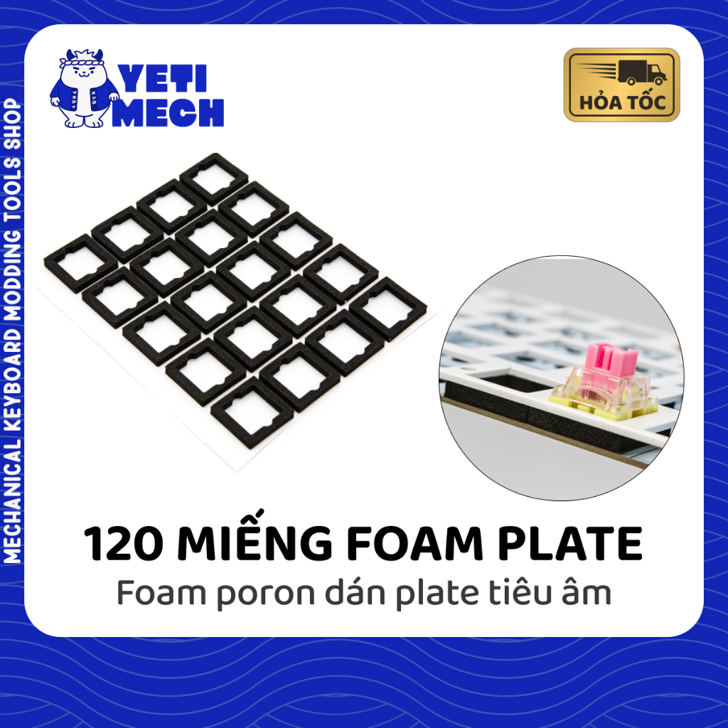 Foam plate poron dán Plate/PCB tiêu âm cho bàn phím cơ | Giảm tạp âm | Yeti Mech