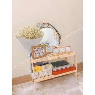 Kệ gỗ để đồ decor 2 tầng, kệ gỗ 2 ngăn