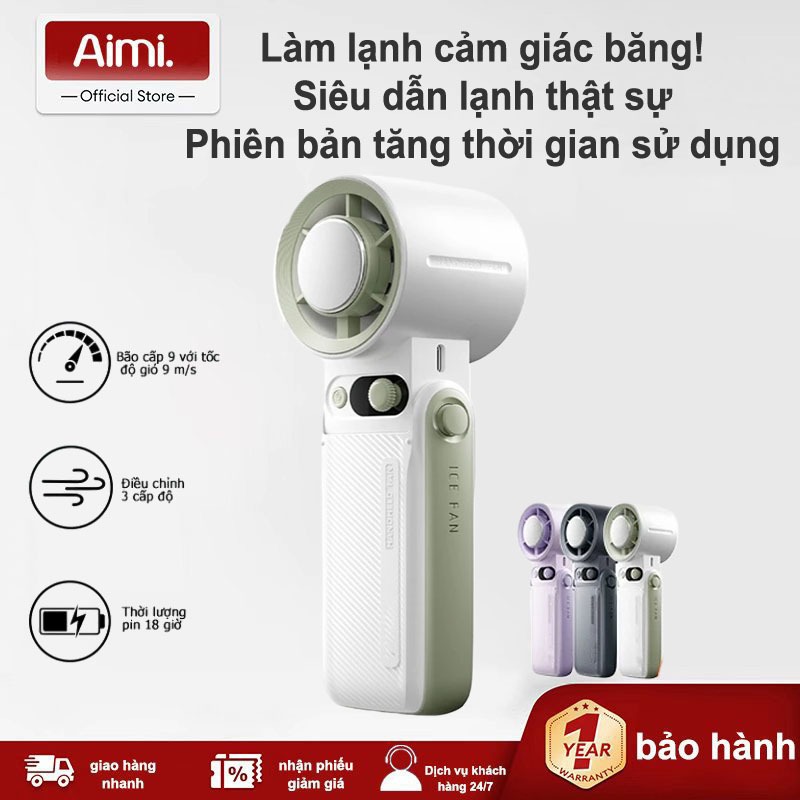 quạt cầm tay/Cầm Tay Siêu Bền Pin 8000mAh, Chức Năng Lạnh, Gió Mạnh, Gấp Gọn Tiện Lợi