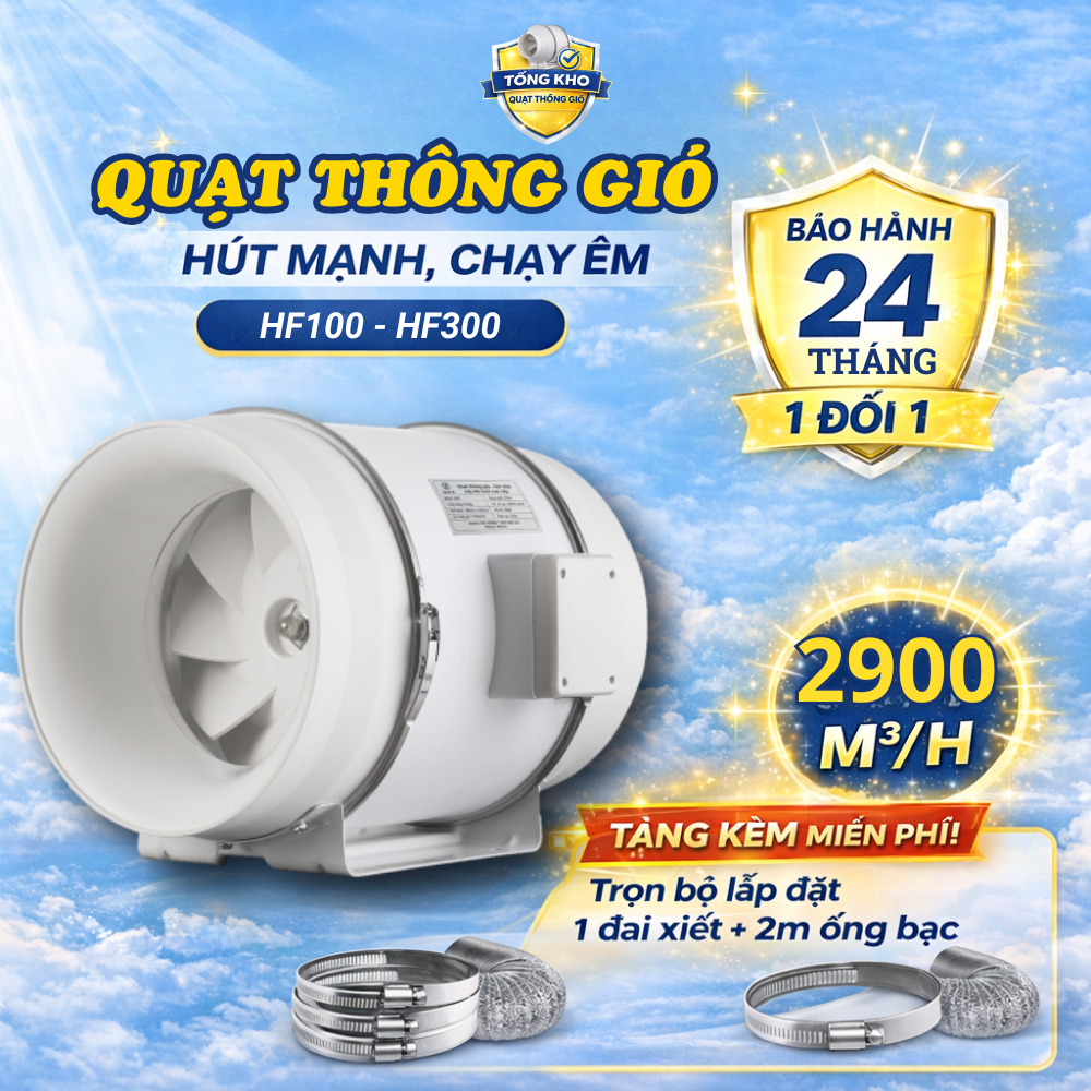 Quạt hút mùi hút khói bếp NEFA HF100–HF300 (35–320W), nối ống, gió mạnh, chạy êm, tiết kiệm điện