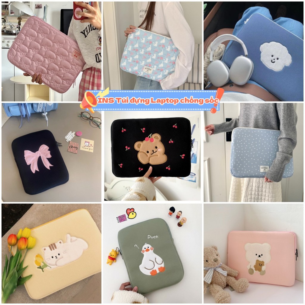 Túi đựng laptop phong cách hàn quốc Túi đựng 13.3 14 15.6 inch INS chống sốc dễ thương phù hợp với các dòng máy
