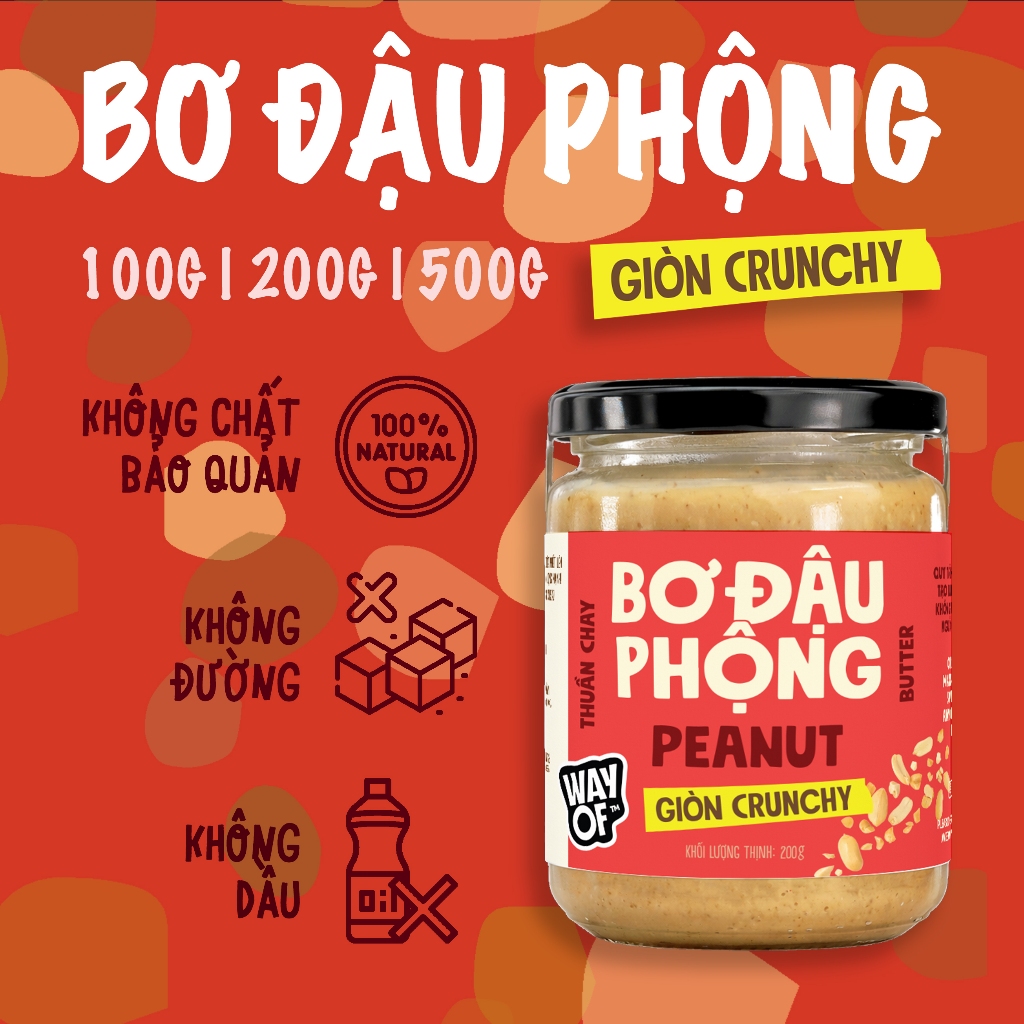 WayOf | Bơ Đậu Phộng Crunchy, Không Đường | Eat Clean | Peanut Butter Crunchy