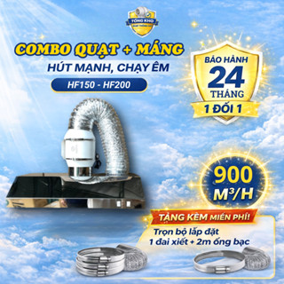 Combo máng hút khói inox NEFA + quạt thông gió HF150 75W, bộ hút mùi nhà bếp, hút khói mạnh, dễ lắp đặt
