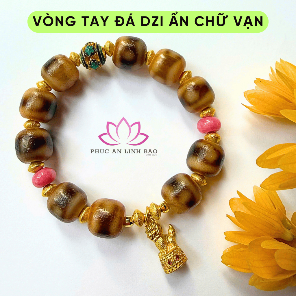Vòng Tay Dzi Ẩn Chữ Vạn 11.5Li - Phúc An Linh Bảo - Biểu Tượng Cát Tường & Vạn Sự Như Ý