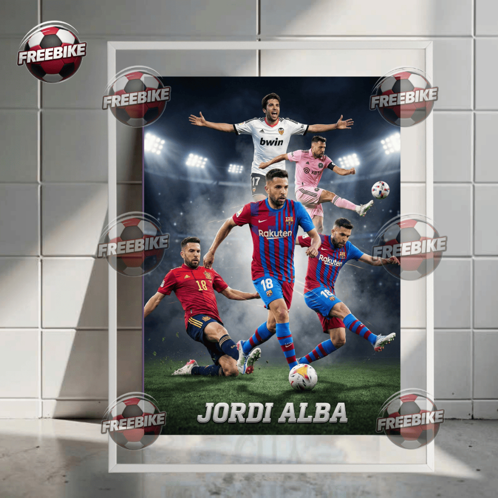 POSTER JORDI ALBA KHUNG BẰNG KÍNH PHA LÊ CAO CẤP