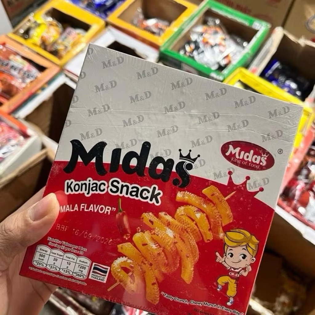 Snack MIDAS chính hãng khoai nưa cay giòn, cay cay ăn vặt tuổi thơ, ăn vặt hot ( hộp 20 gói )