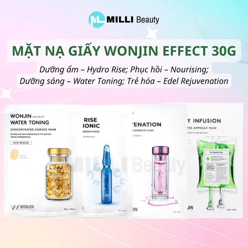 Hoả Tốc | WONJIN MASK - Hộp 10 Mặt Nạ Wonjin Effect Dưỡng Ẩm, Hỗ Trợ Nâng Cơ Trẻ Hóa Da Concentrated